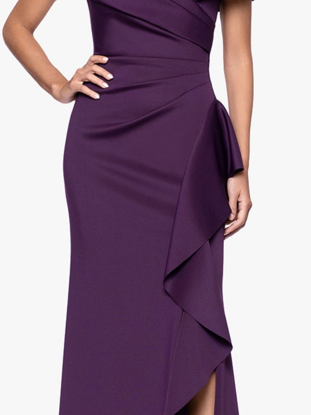 Elegant Purple Ruffle-Detail Evening Dress